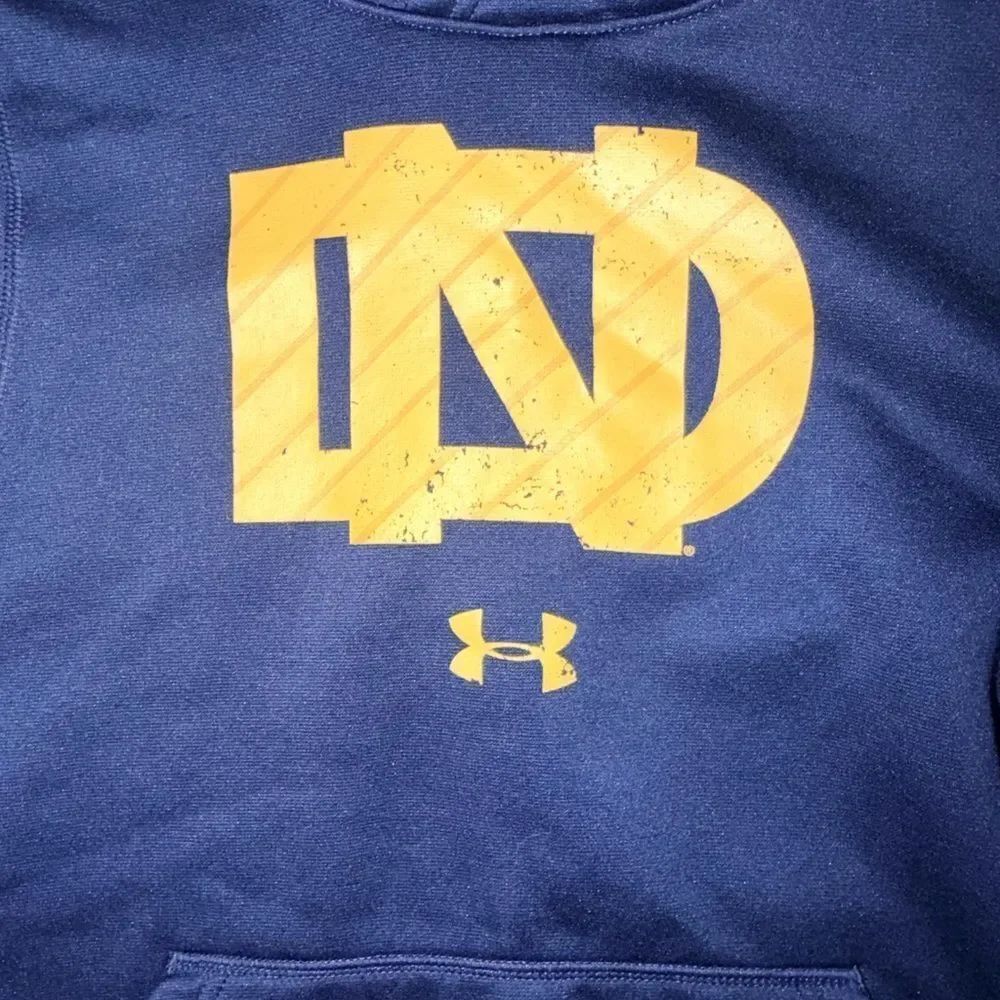 Under Armour Boys YMD Notre Dame Football ColdGear Loose Hoodie Blue EUC